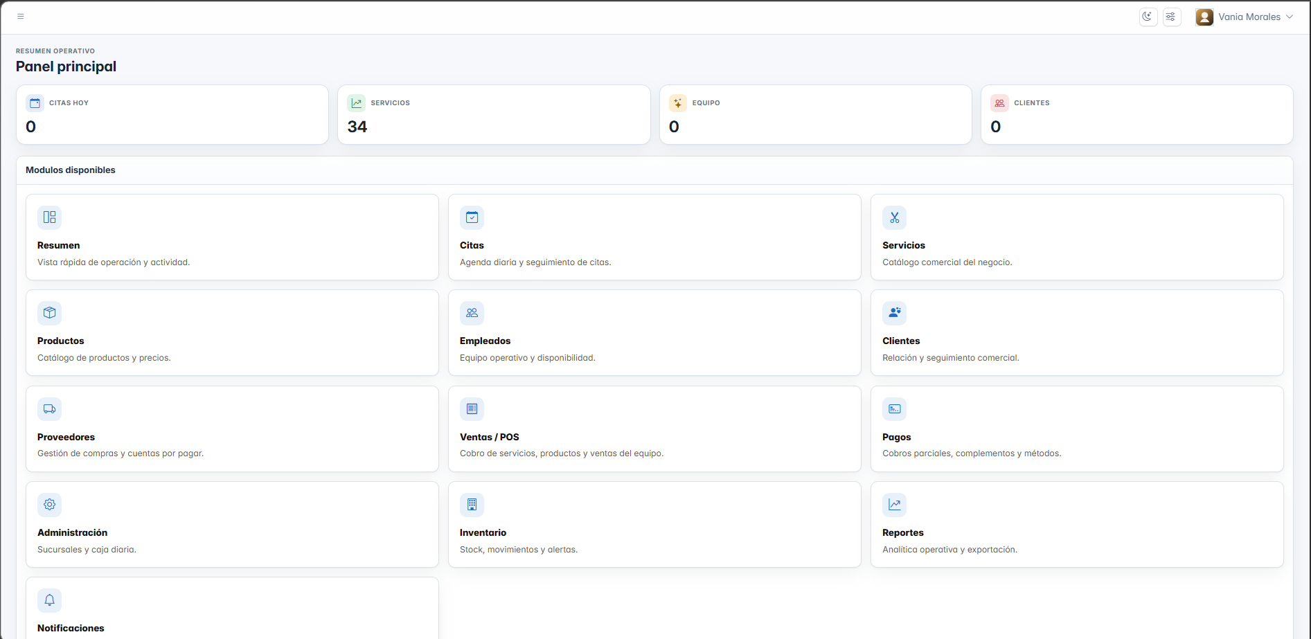 Dashboard principal de KaigelERP
