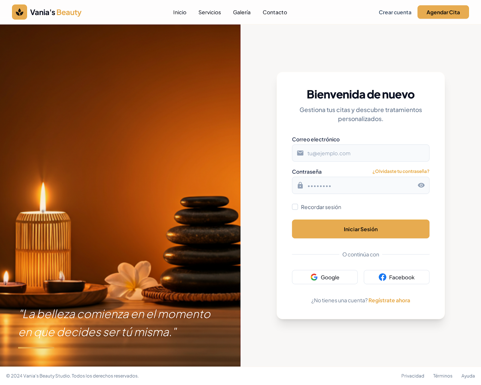 Pantalla de acceso visual de KaigelERP